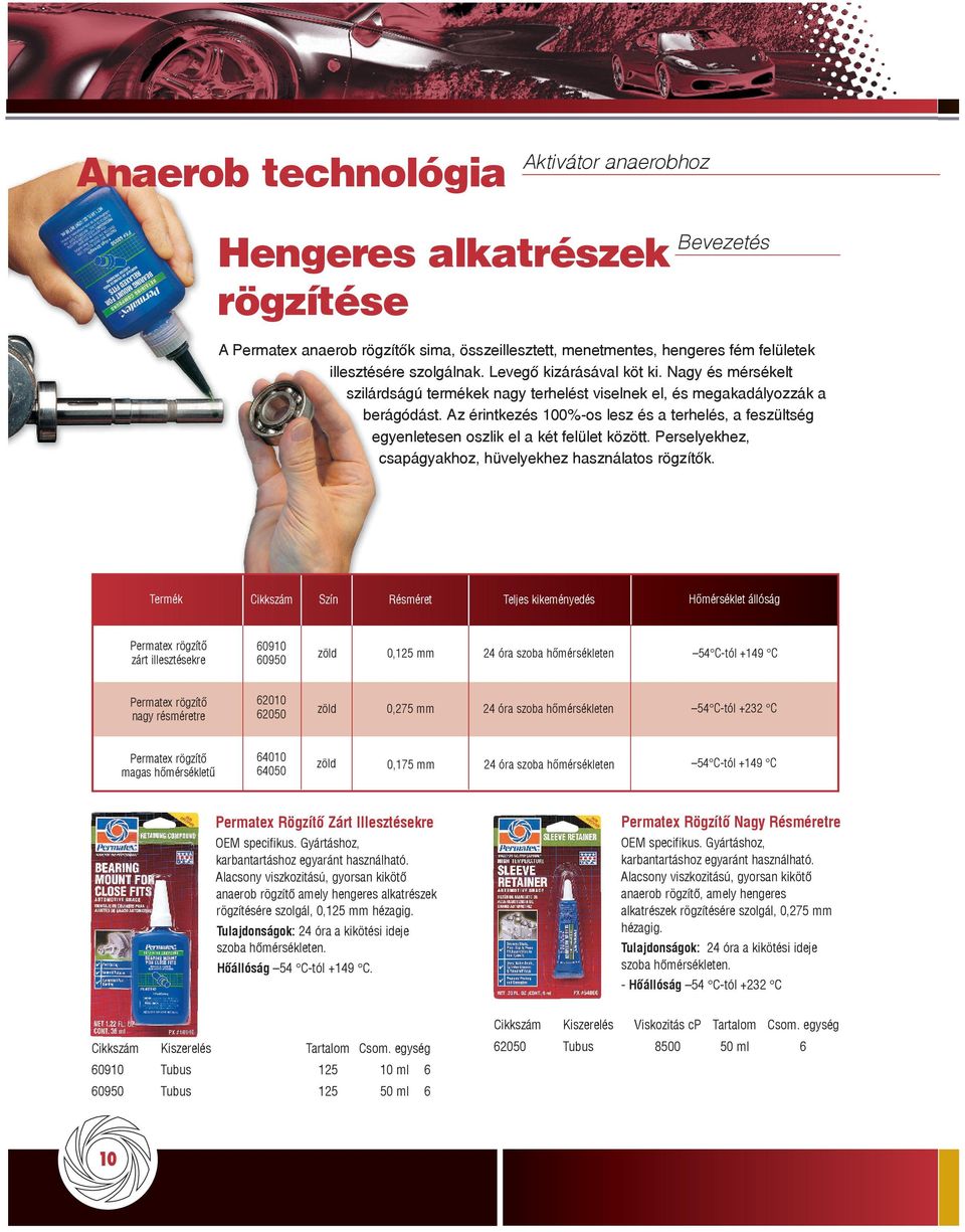 Az érintkezés 100%-os lesz és a terhelés, a feszültség egyenletesen oszlik el a két felület között. Perselyekhez, csapágyakhoz, hüvelyekhez használatos rögzítõk.