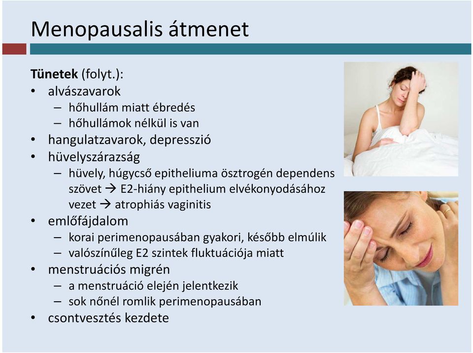 húgycső epitheliuma ösztrogén dependens szövet E2-hiány epithelium elvékonyodásához vezet atrophiás vaginitis