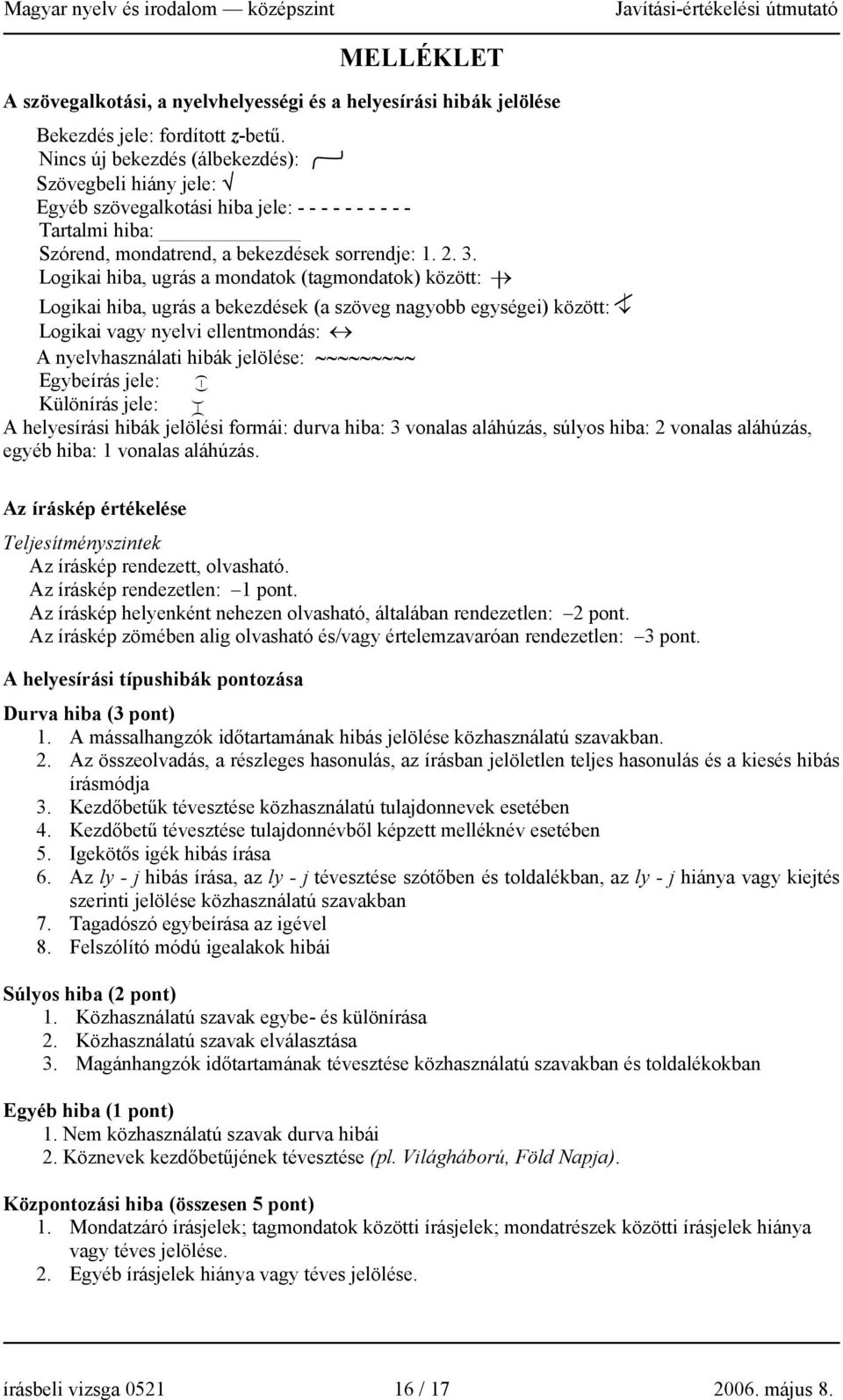 Logikai hiba, ugrás a mondatok (tagmondatok) között: Logikai hiba, ugrás a bekezdések (a szöveg nagyobb egységei) között: Logikai vagy nyelvi ellentmondás: A nyelvhasználati hibák jelölése: Egybeírás