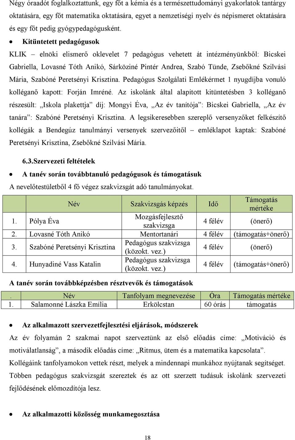 Kitüntetett pedagógusok KLIK elnöki elismerő oklevelet 7 pedagógus vehetett át intézményünkből: Bicskei Gabriella, Lovasné Tóth Anikó, Sárköziné Pintér Andrea, Szabó Tünde, Zsebőkné Szilvási Mária,