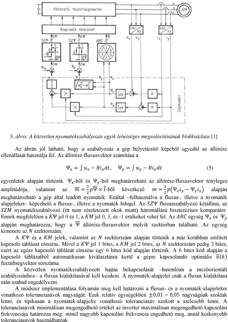 Ψ x -ből és Ψ y -ból meghatározható az állórész-fluxusvektor tényleges amplitúdója, valamint az m = 3 2 pψ I-ből következő m = 3 2 p(ψ xi y Ψ y i x ) alapján meghatározható a gép által leadott