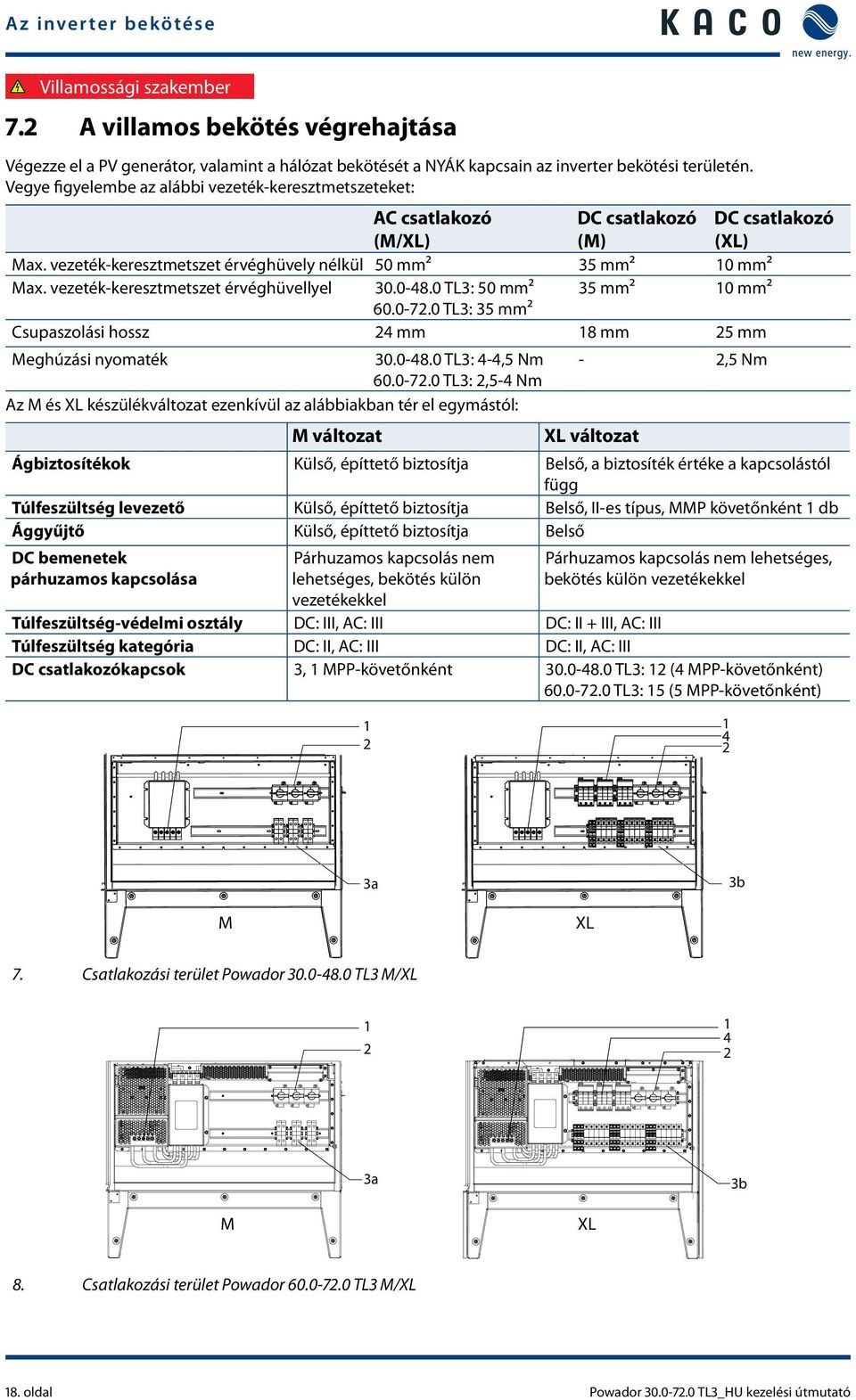 vezeték-keresztmetszet érvéghüvellyel 30.0-48.0 TL3: 50 mm² 35 mm² 10 mm² 60.0-72.