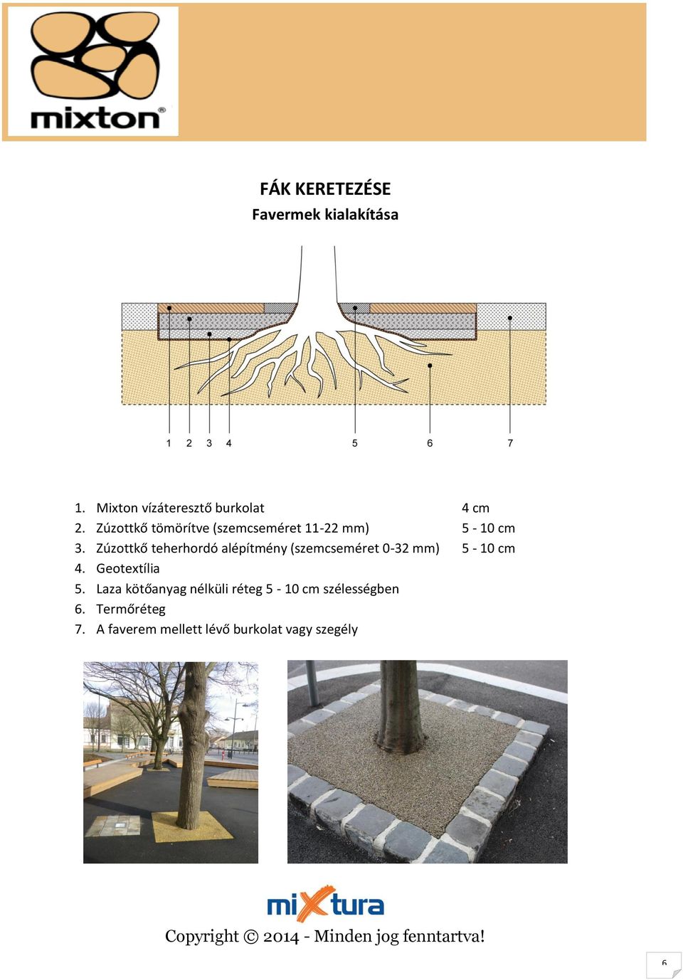 Zúzottkő teherhordó alépítmény (szemcseméret 0-32 mm) 5-10 cm 4.