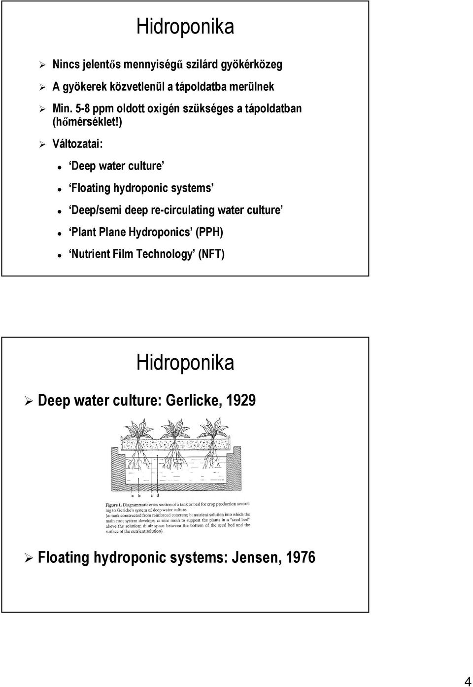 ) Változatai: Deep water culture Floating hydroponic systems Deep/semi deep re-circulating water culture