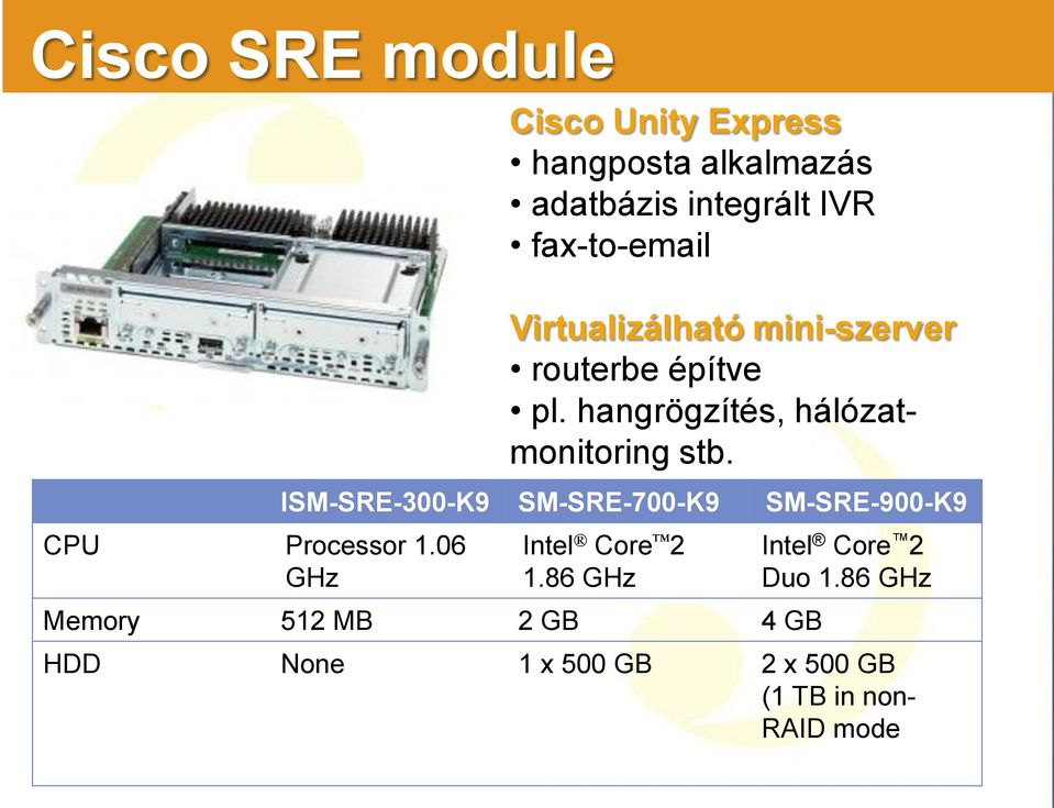 Virtualizálható mini-szerver routerbe építve pl. hangrögzítés, hálózatmonitoring stb.