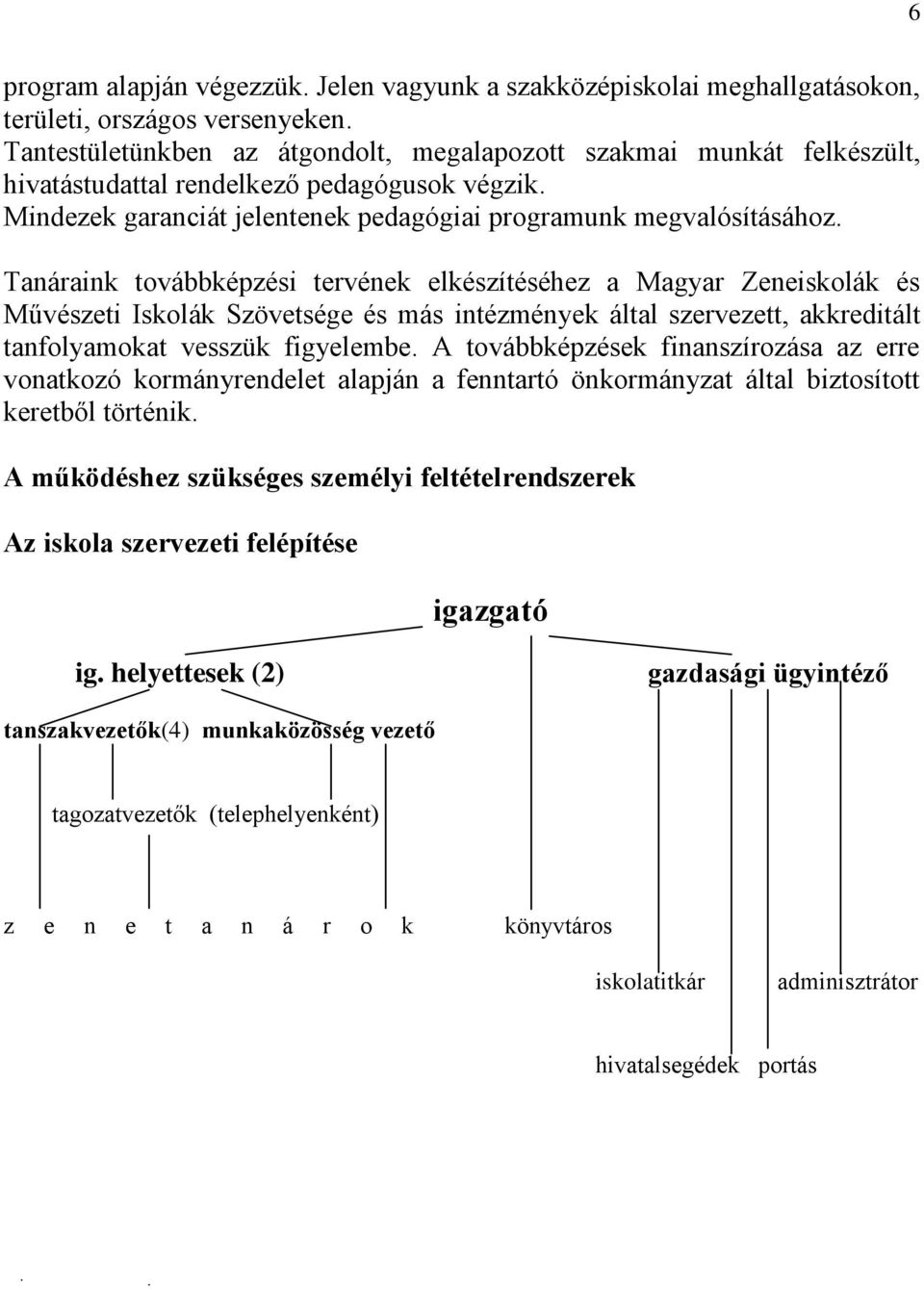 Tanáraink továbbképzési tervének elkészítéséhez a Magyar Zeneiskolák és Művészeti Iskolák Szövetsége és más intézmények által szervezett, akkreditált tanfolyamokat vesszük figyelembe.