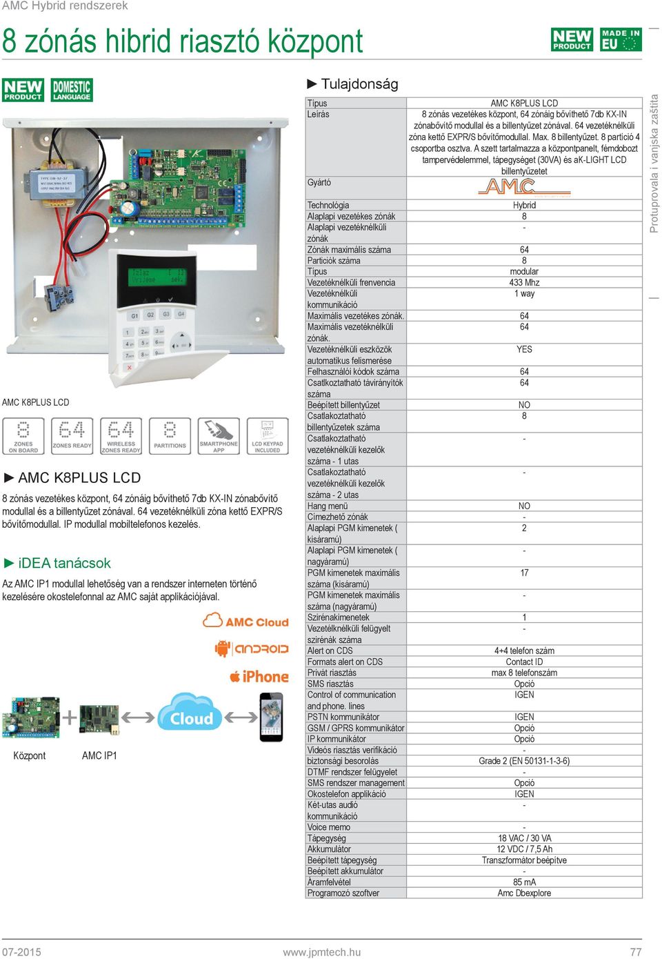 idea tanácsok Az AMC IP1 modullal lehetőség van a rendszer interneten történő kezelésére okostelefonnal az AMC saját applikációjával.