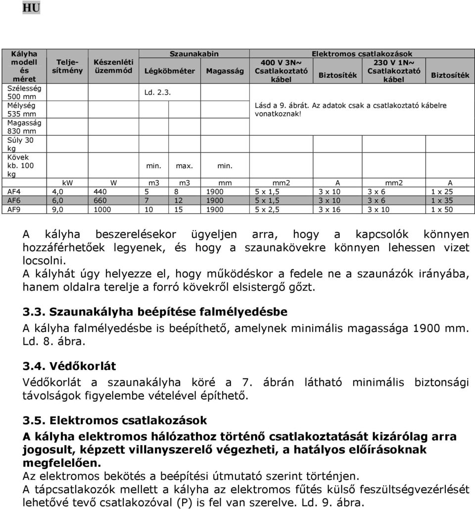 Biztosíték kw W m3 m3 mm mm2 A mm2 A AF4 4,0 440 5 8 1900 5 x 1,5 3 x 10 3 x 6 1 x 25 AF6 6,0 660 7 12 1900 5 x 1,5 3 x 10 3 x 6 1 x 35 AF9 9,0 1000 10 15 1900 5 x 2,5 3 x 16 3 x 10 1 x 50 A kályha