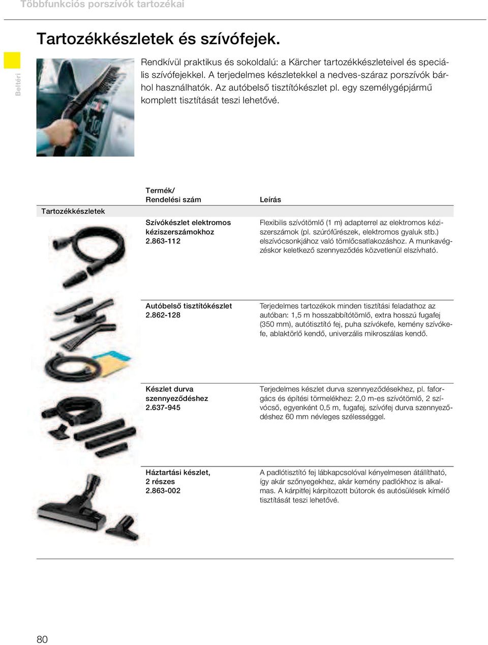 Tartozékkészletek Termék/ Rendelési szám Szívókészlet elektromos kéziszerszámokhoz 2.863-112 Leírás Flexibilis szívótömlő (1 m) adapterrel az elektromos kéziszerszámok (pl.