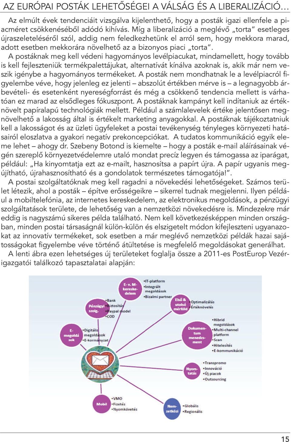 A postáknak meg kell védeni hagyományos levélpiacukat, mindamellett, hogy tovább is kell fejleszteniük termékpalettájukat, alternatívát kínálva azoknak is, akik már nem veszik igénybe a hagyományos