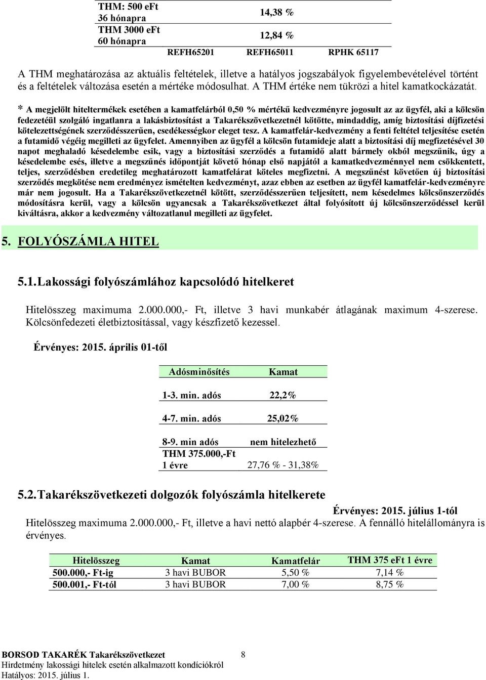 * A megjelölt hiteltermékek esetében a kamatfelárból 0,50 % mértékű kedvezményre jogosult az az ügyfél, aki a kölcsön fedezetéül szolgáló ingatlanra a lakásbiztosítást a Takarékszövetkezetnél