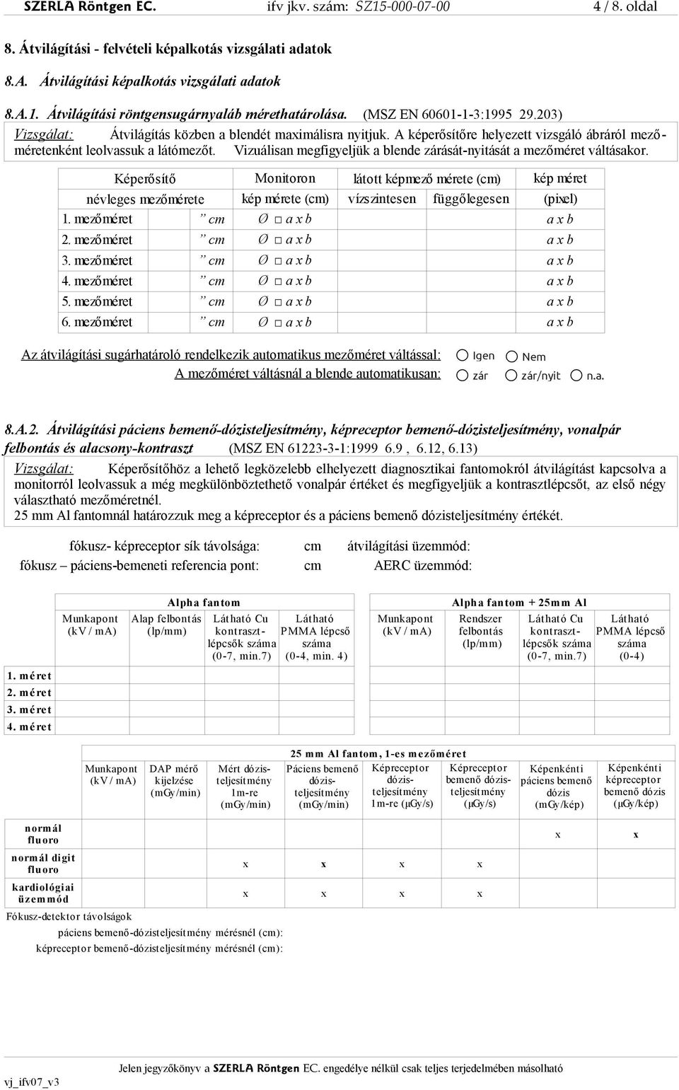 Vizuálisan megfigyeljük a blende zárását-nyitását a mezőméret váltásakor.