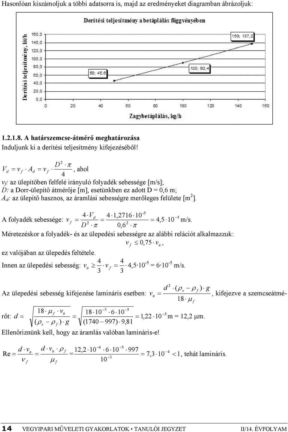 merőleges felülete [m ]. -5 4 Vd 4 1,716 10 5 A folyadék sebessége: v f 4,5 10 m/s.