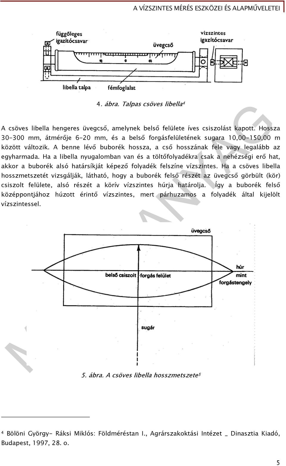 Ha a libella nyugalomban van és a töltőfolyadékra csak a nehézségi erő hat, akkor a buborék alsó határsíkját képező folyadék felszíne vízszintes.