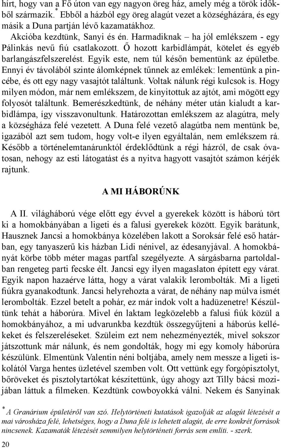 Egyik este, nem túl későn bementünk az épületbe. Ennyi év távolából szinte álomképnek tűnnek az emlékek: lementünk a pincébe, és ott egy nagy vasajtót találtunk. Voltak nálunk régi kulcsok is.