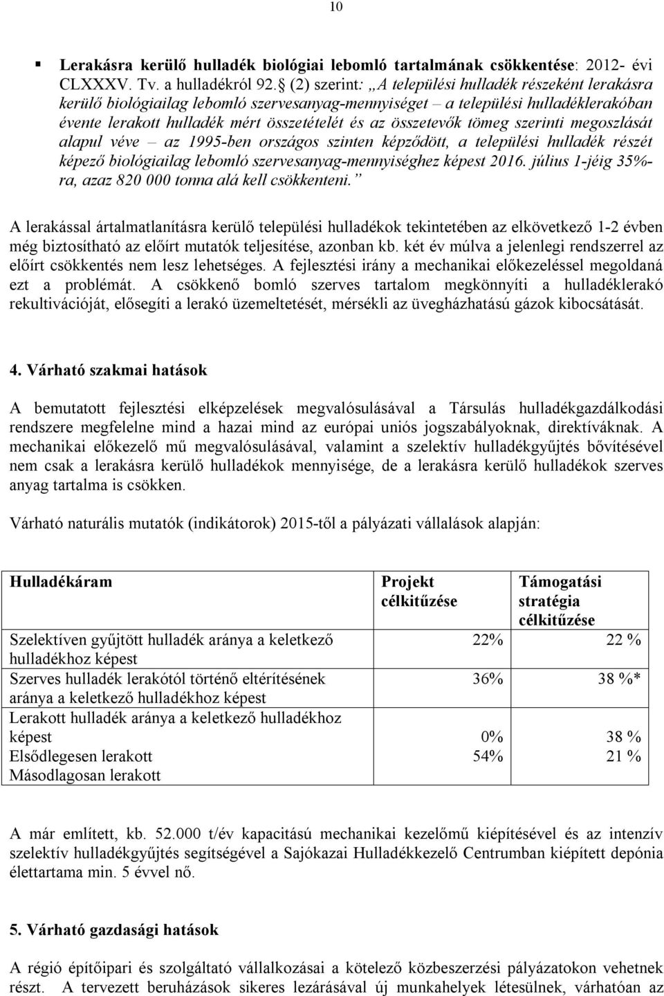 tömeg szerinti megoszlását alapul véve az 1995-ben országos szinten képződött, a települési hulladék részét képező biológiailag lebomló szervesanyag-mennyiséghez képest 2016.