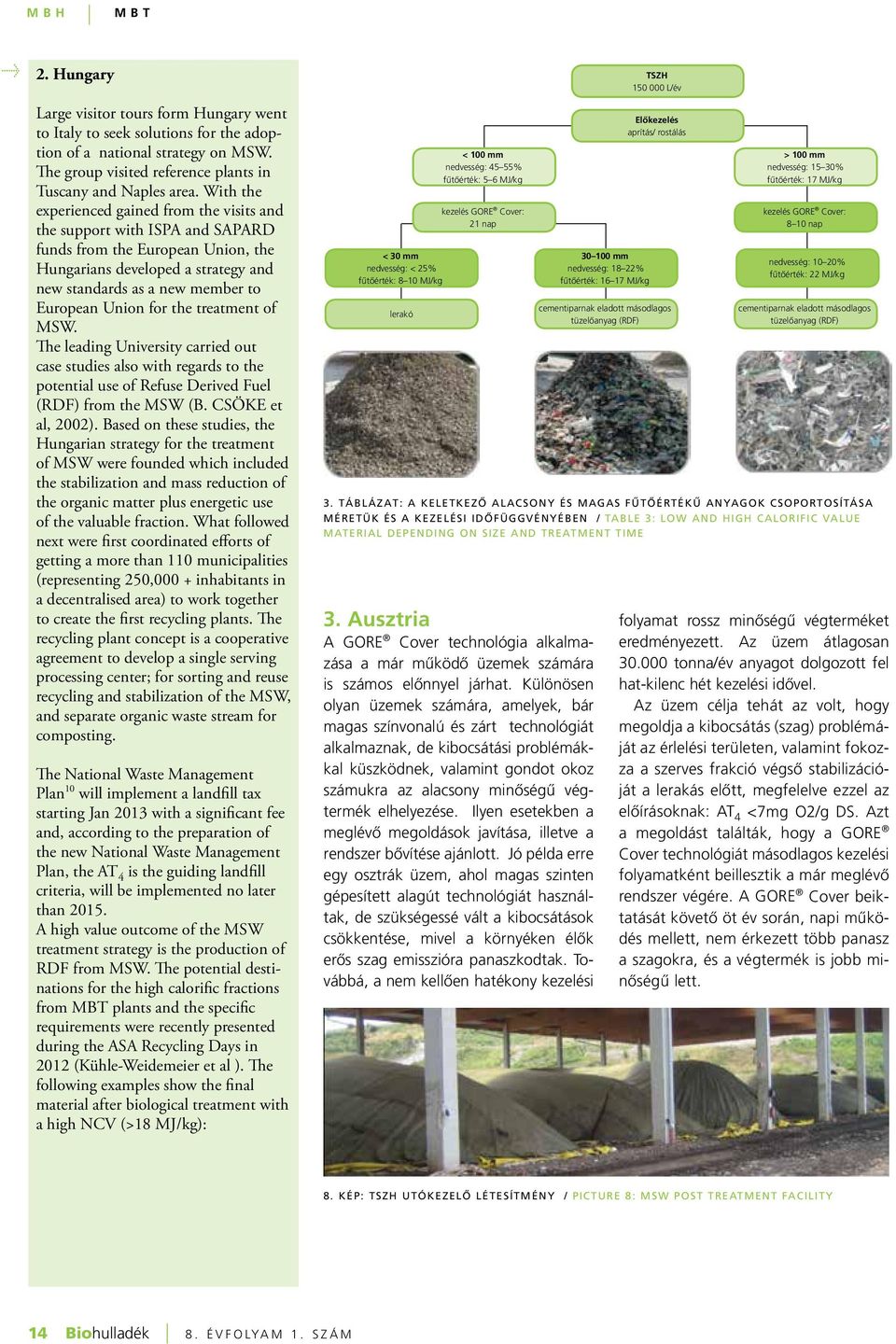 for the treatment of MSW. The leading University carried out case studies also with regards to the potential use of Refuse Derived Fuel (RDF) from the MSW (B. CSÖKE et al, 2002).