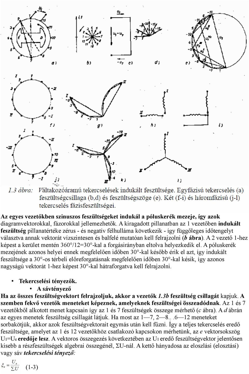 mutatóan kell felrajzolni (b ábra). A 2 vezető 1-hez képest a kerület mentén 360 /12=30 -kal a forgásirányban eltolva helyezkedik el.