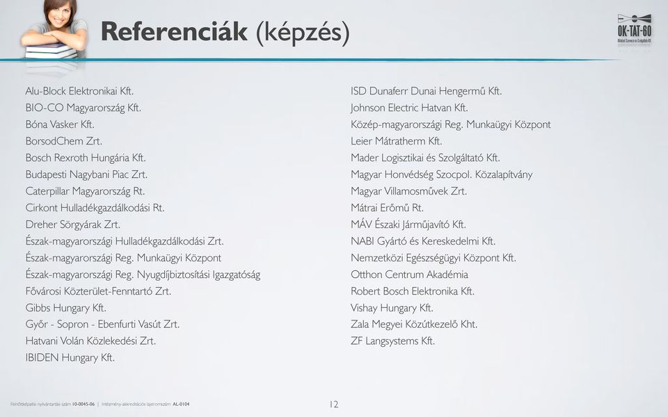 Nyugdíjbiztosítási Igazgatóság F!városi Közterület-Fenntartó Zrt. Gibbs Hungary Kft. Gy!r - Sopron - Ebenfurti Vasút Zrt. Hatvani Volán Közlekedési Zrt. IBIDEN Hungary Kft.