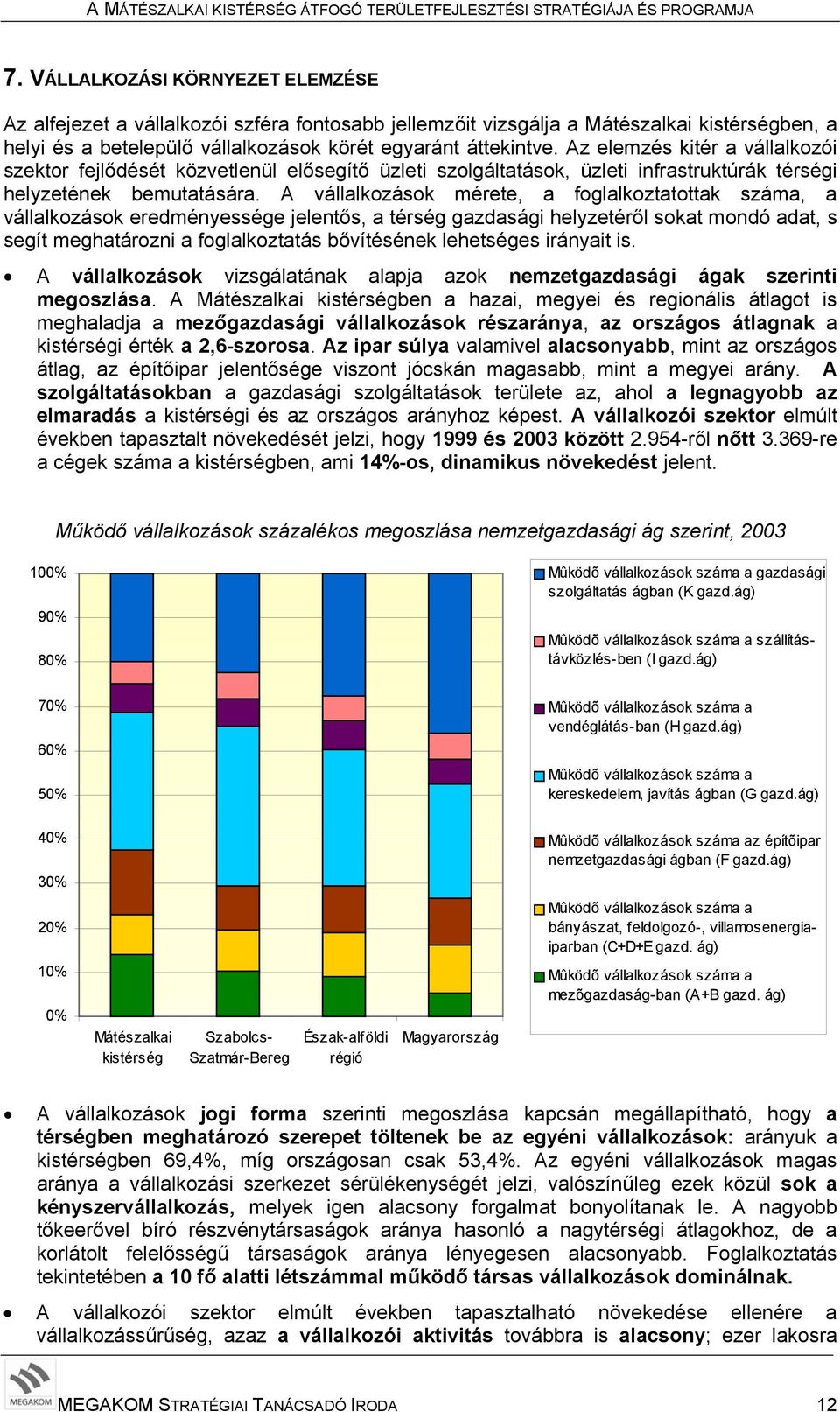 A vállalkozások mérete, a foglalkoztatottak száma, a vállalkozások eredményessége jelentős, a térség gazdasági helyzetéről sokat mondó adat, s segít meghatározni a foglalkoztatás bővítésének