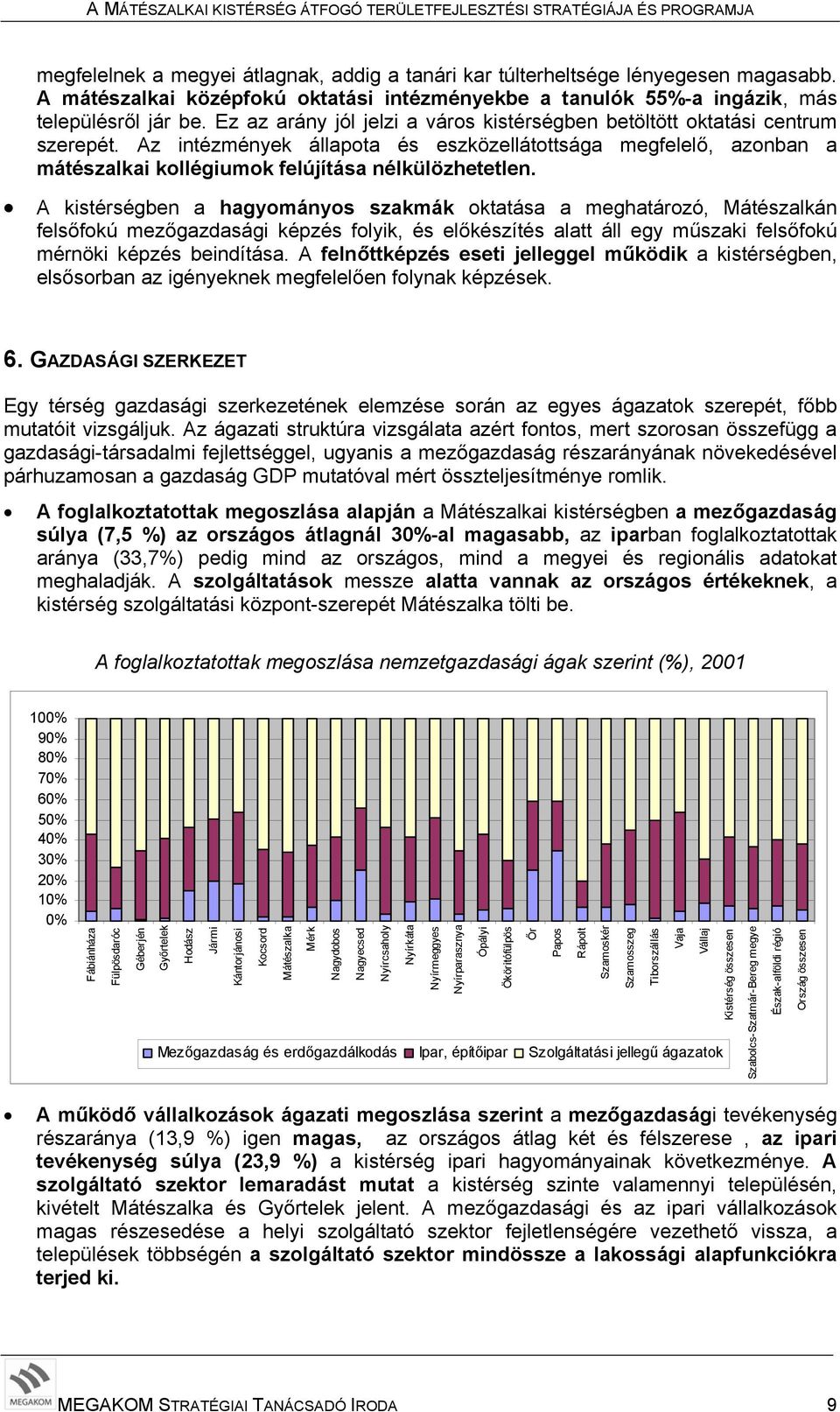 A kistérségben a hagyományos szakmák oktatása a meghatározó, Mátészalkán felsőfokú mezőgazdasági képzés folyik, és előkészítés alatt áll egy műszaki felsőfokú mérnöki képzés beindítása.