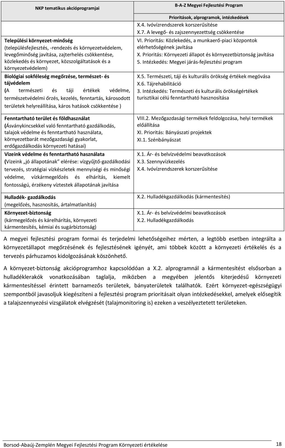 területek helyreállítása, káros hatások csökkentése ) Fenntartható terület és földhasználat (Ásványkincsekkel való fenntartható gazdálkodás, talajok védelme és fenntartható használata, környezetbarát