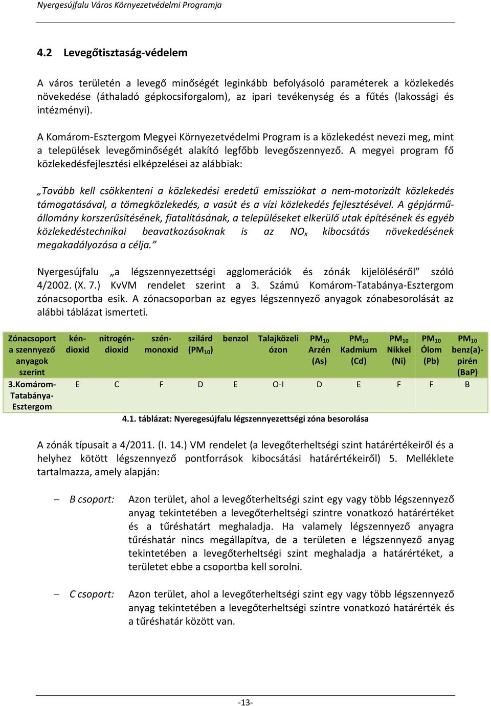 A megyei program fő közlekedésfejlesztési elképzelései az alábbiak: Tovább kell csökkenteni a közlekedési eredetű emissziókat a nem-motorizált közlekedés támogatásával, a tömegközlekedés, a vasút és