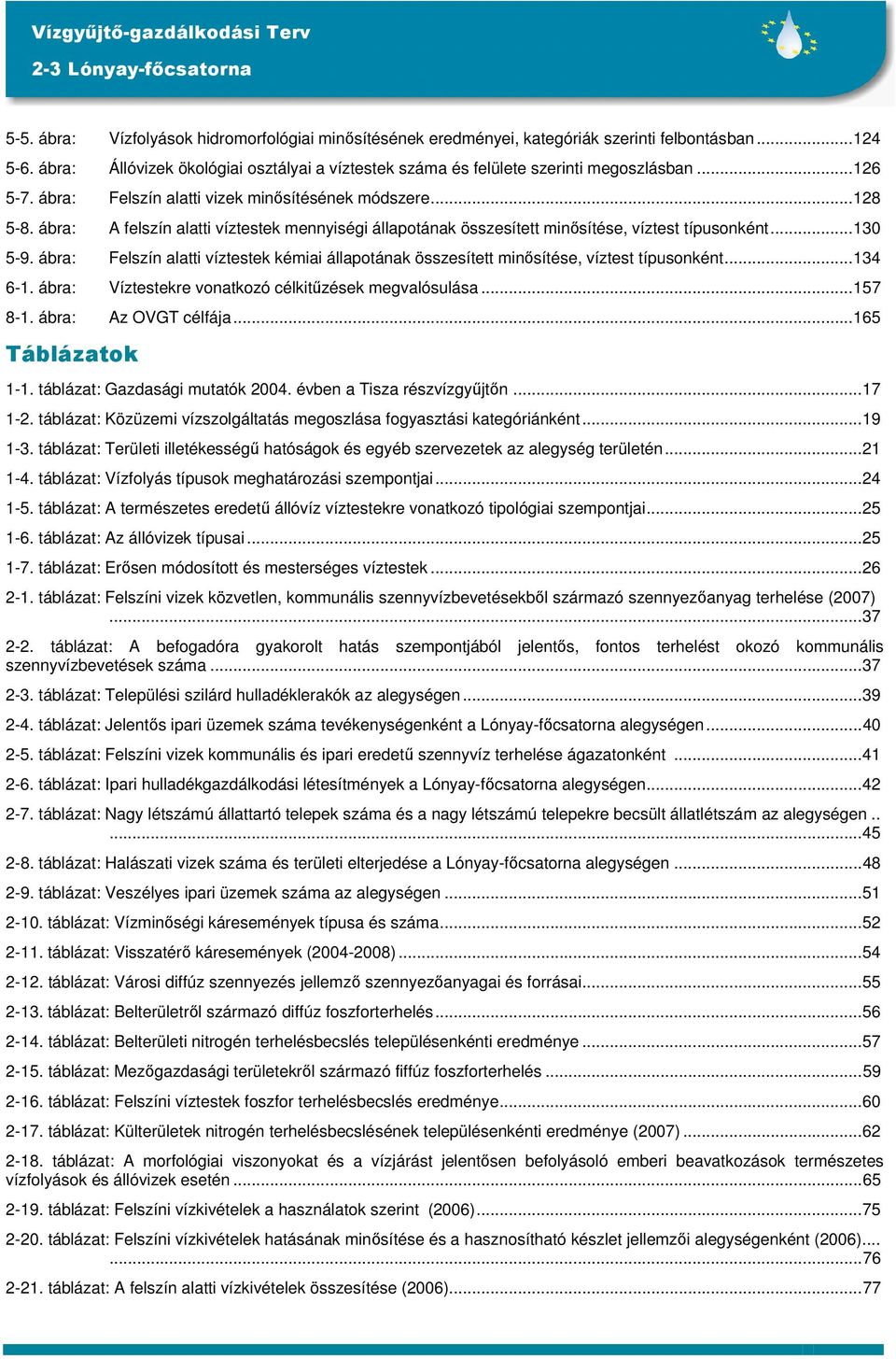 ábra: Felszín alatti víztestek kémiai állapotának összesített minősítése, víztest típusonként...134 6-1. ábra: Víztestekre vonatkozó célkitűzések megvalósulása...157 8-1. ábra: Az OVGT célfája.