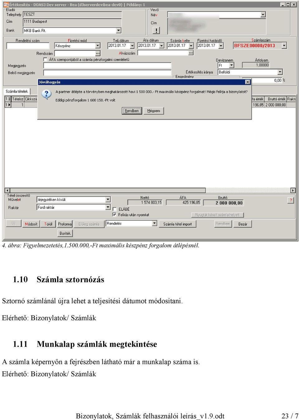 Elérhető: Bizonylatok/ Számlák 1.