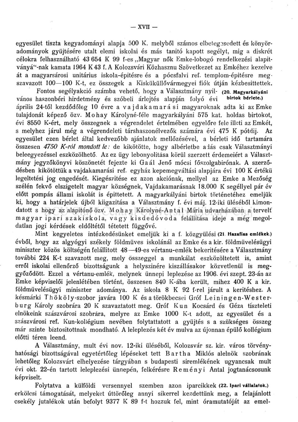 kamata 1964 K43 f.a Kolozsvári Közhasznú Szövetkezet az Emkéhez kezelve át a magyarsárosi unitárius iskola-épitésre és a pócsfalvi ref.