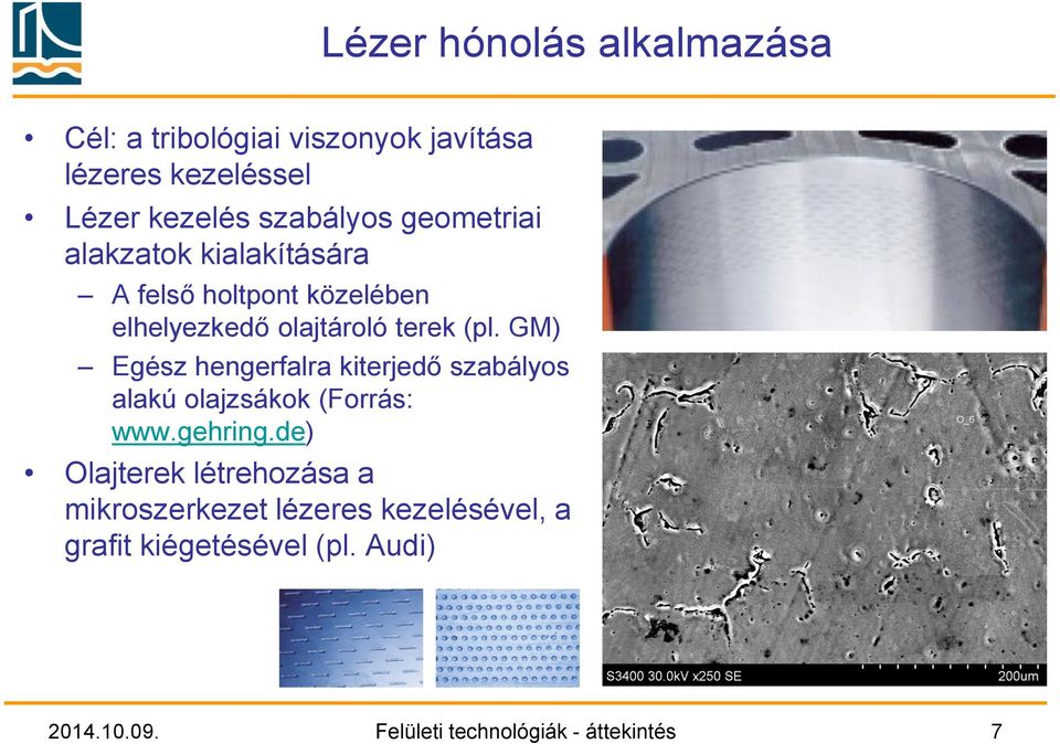 GM) Egész hengerfalra kiterjedő szabályos alakú olajzsákok (Forrás: www.gehring.