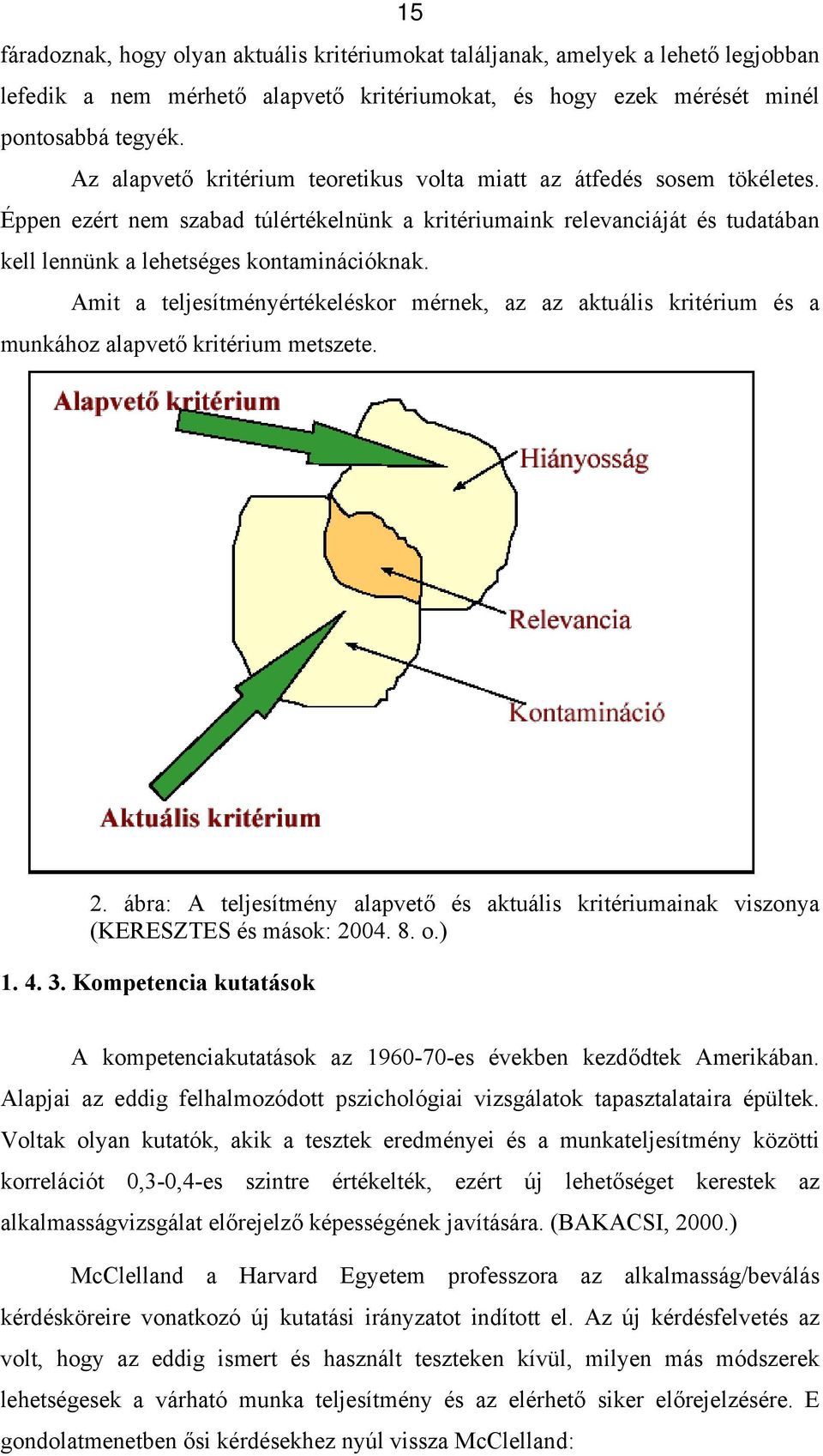 Amit a teljesítményértékeléskor mérnek, az az aktuális kritérium és a munkához alapvető kritérium metszete.. ábra: A teljesítmény alapvető és aktuális kritériumainak viszonya (KERESZTES és mások: 4.