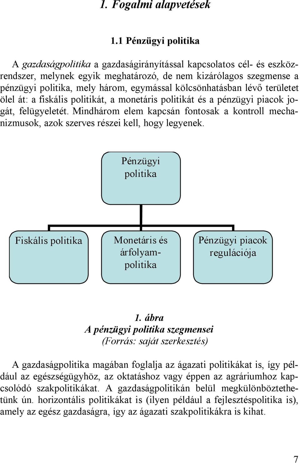 kölcsönhatásban lévő területet ölel át: a fiskális politikát, a monetáris politikát és a pénzügyi piacok jogát, felügyeletét.