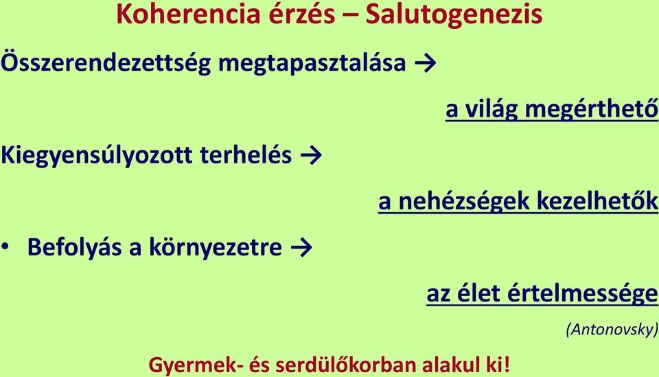 terhelés a nehézségek kezelhetők Befolyás a környezetre