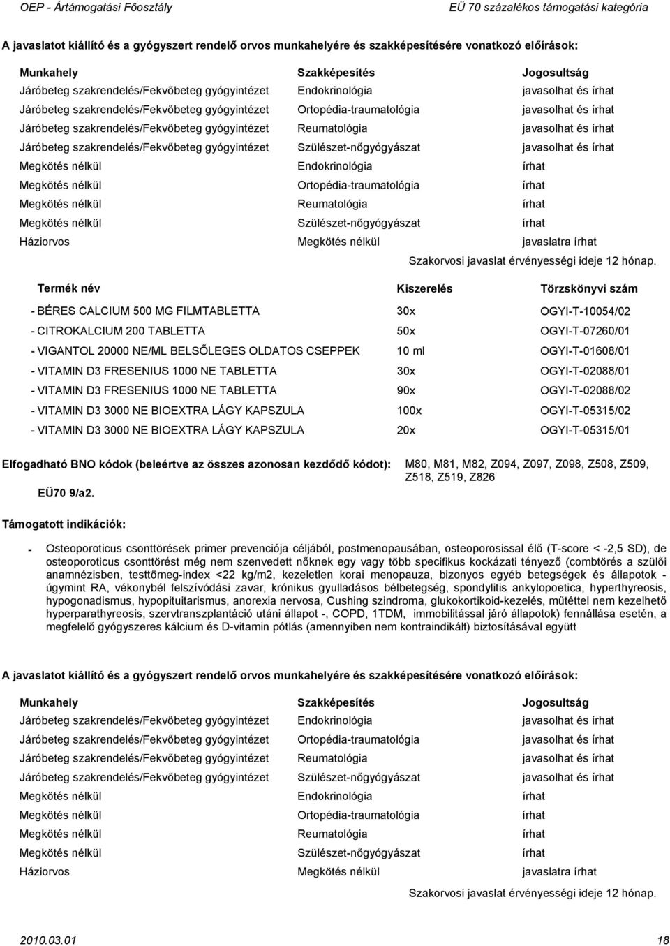 Ortopédiatraumatológia javasolhat és írhat Járóbeteg szakrendelés/fekvőbeteg gyógyintézet Reumatológia javasolhat és írhat Járóbeteg szakrendelés/fekvőbeteg gyógyintézet Szülészetnőgyógyászat