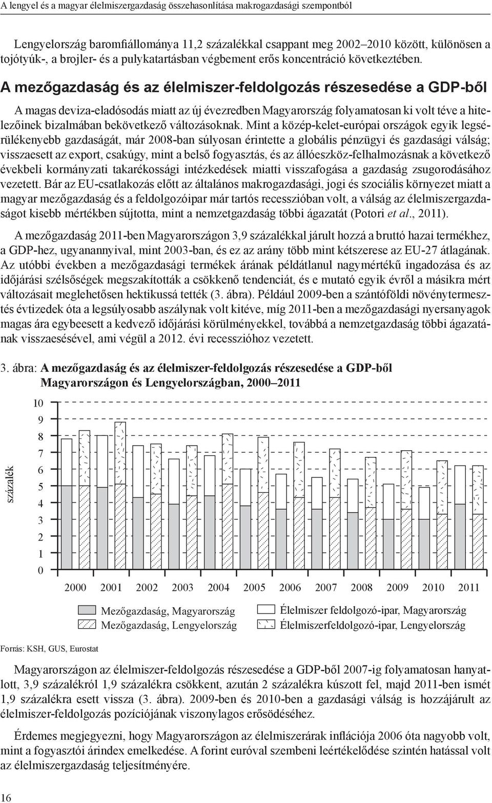 A mezőgazdaság és az élelmiszer-feldolgozás részesedése a GDP-ből A magas deviza-eladósodás miatt az új évezredben Magyarország folyamatosan ki volt téve a hitelezőinek bizalmában bekövetkező