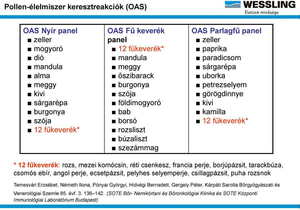 rozs, mezei komócsin, réti csenkesz, francia perje, borjúpázsit, tarackbúza, csomós ebír, angol perje, ecsetpázsit, pelyhes selyemperje, csillagpázsit, puha rozsnok Temesvári Erzsébet, Németh Ilona,