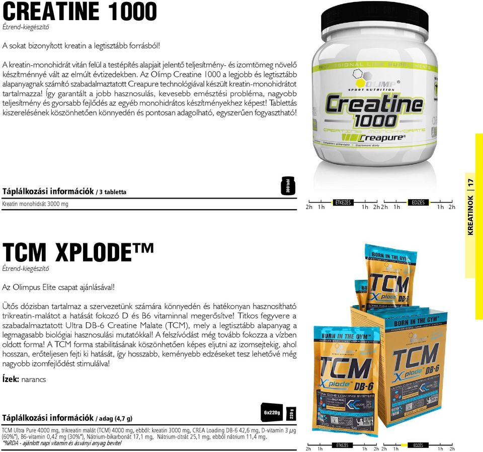 Az Olimp Creatine 1000 a legjobb és legtisztább alapanyagnak számító szabadalmaztatott Creapure technológiával készült kreatin-monohidrátot tartalmazza!