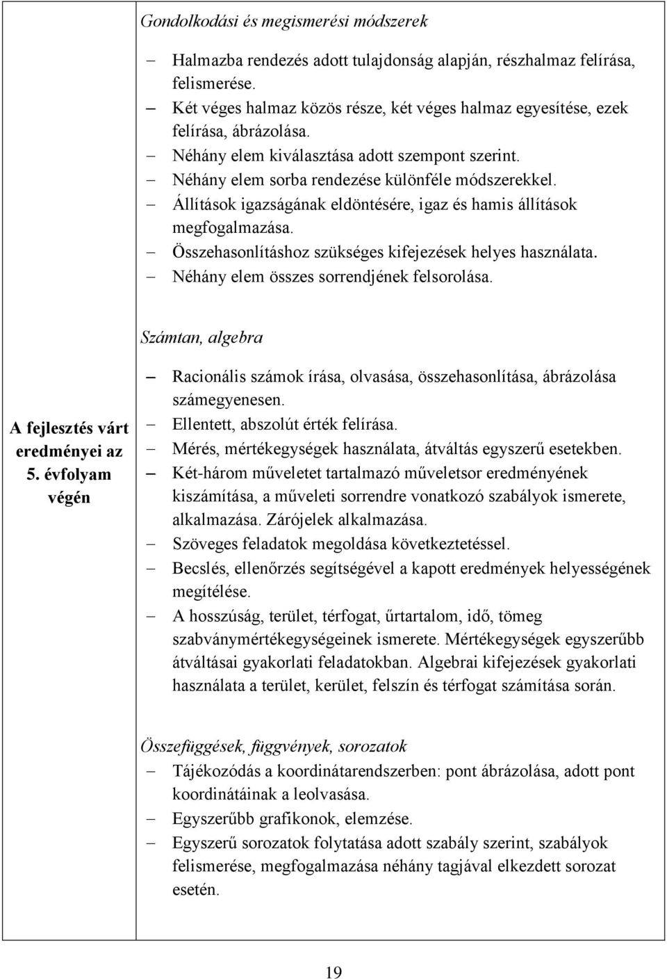 Állítások igazságának eldöntésére, igaz és hamis állítások megfogalmazása. Összehasonlításhoz szükséges kifejezések helyes használata. Néhány elem összes sorrendjének felsorolása.