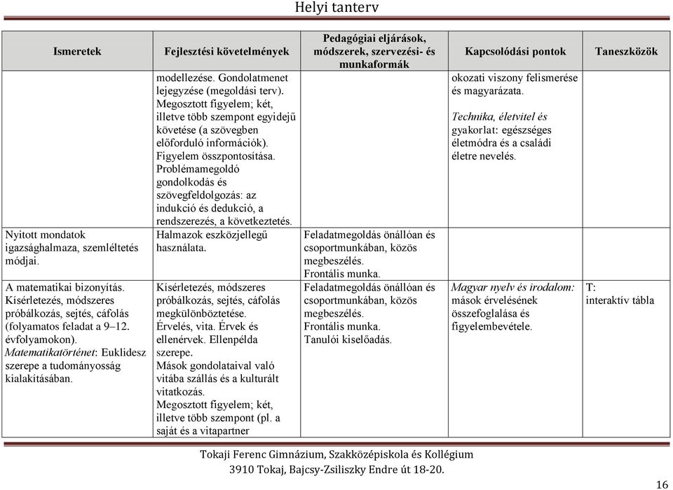 Megosztott figyelem; két, illetve több szempont egyidejű követése (a szövegben előforduló információk). Figyelem összpontosítása.