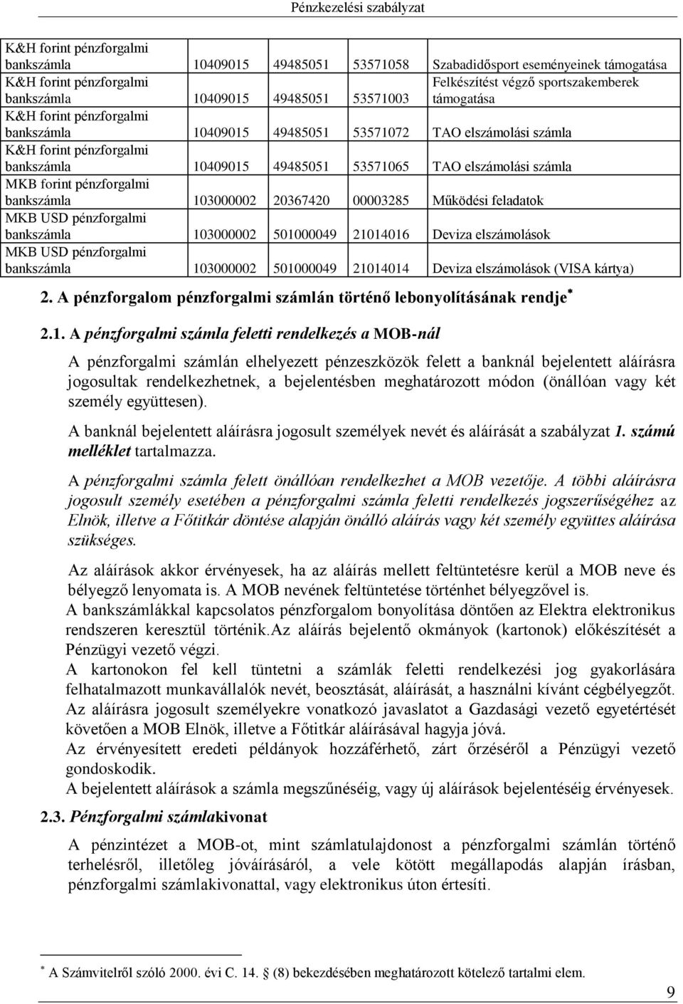 pénzforgalmi bankszámla 103000002 20367420 00003285 Működési feladatok MKB USD pénzforgalmi bankszámla 103000002 501000049 21014016 Deviza elszámolások MKB USD pénzforgalmi bankszámla 103000002