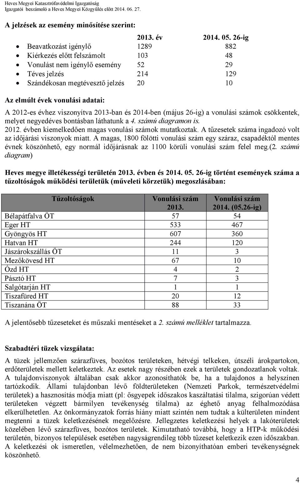 2012-es évhez viszonyítva 2013-ban és 2014-ben (május 26-ig) a vonulási számok csökkentek, melyet negyedéves bontásban láthatunk a 4. számú diagramon is. 2012.