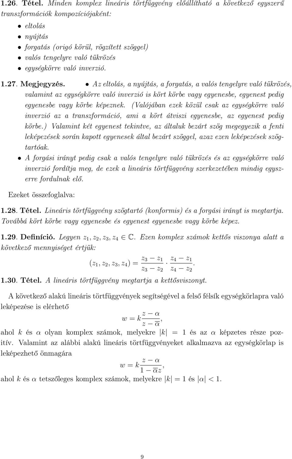 egységkörre való inverzió..27. Megjegyzés.