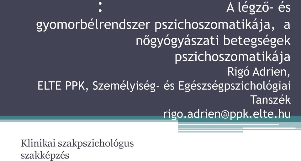 ELTE PPK, Személyiség- és Egészségpszichológiai Tanszék