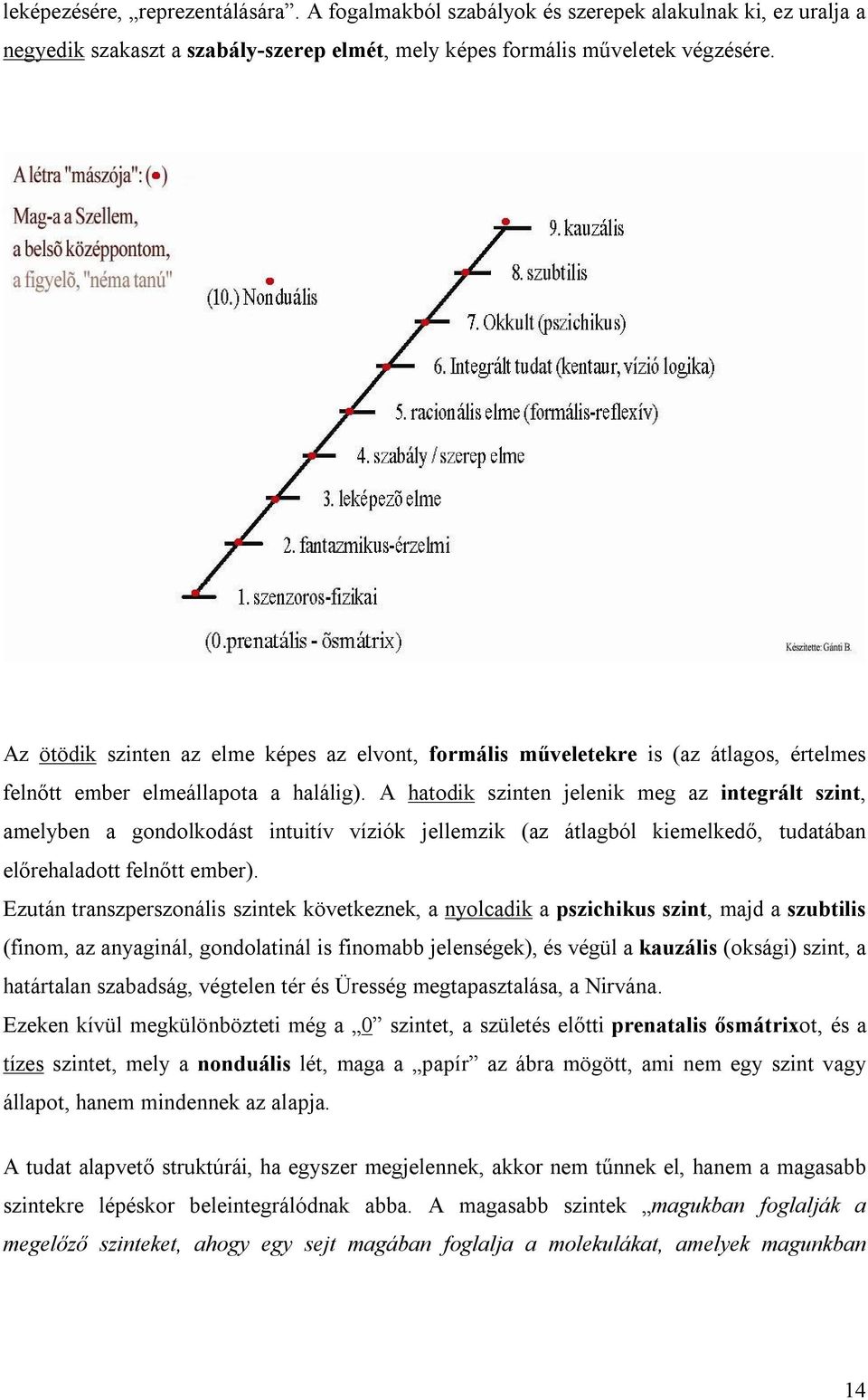 A hatodik szinten jelenik meg az integrált szint, amelyben a gondolkodást intuitív víziók jellemzik (az átlagból kiemelkedő, tudatában előrehaladott felnőtt ember).