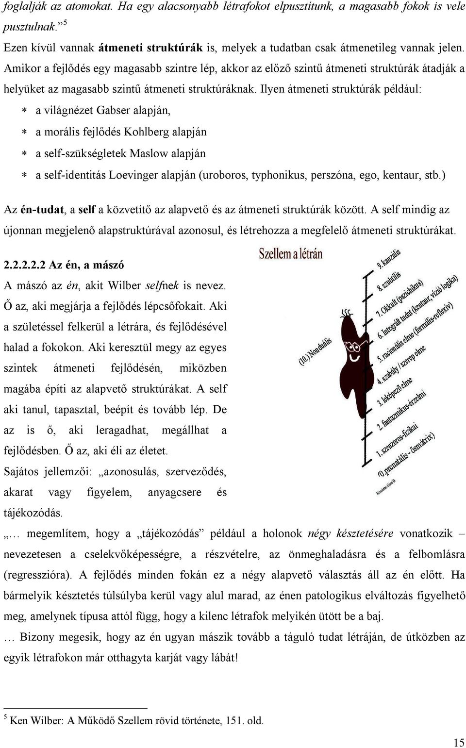 Ilyen átmeneti struktúrák például: a világnézet Gabser alapján, a morális fejlődés Kohlberg alapján a self-szükségletek Maslow alapján a self-identitás Loevinger alapján (uroboros, typhonikus,