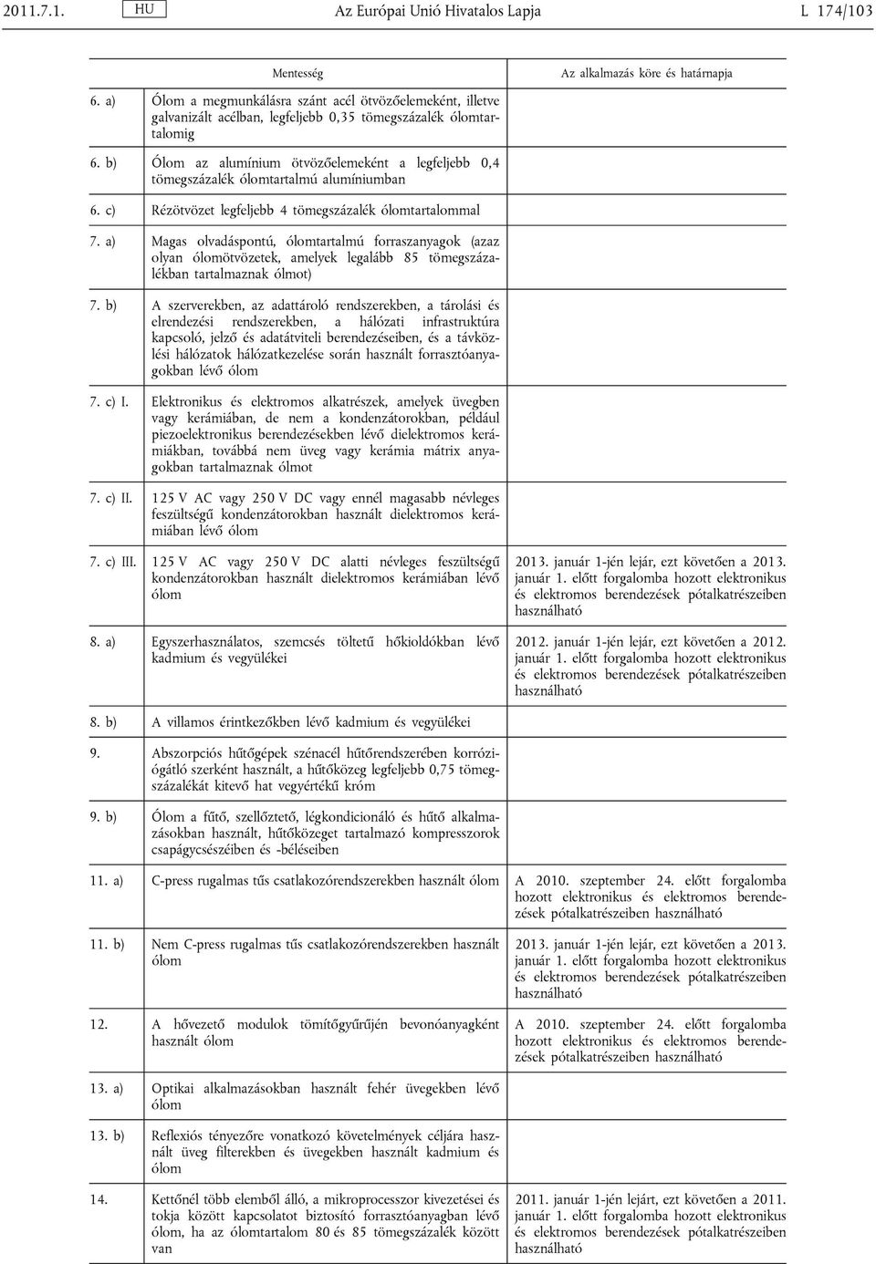 b) Ólom az alumínium ötvözőelemeként a legfeljebb 0,4 tömegszázalék ólomtartalmú alumíniumban 6. c) Rézötvözet legfeljebb 4 tömegszázalék ólomtartalommal 7.