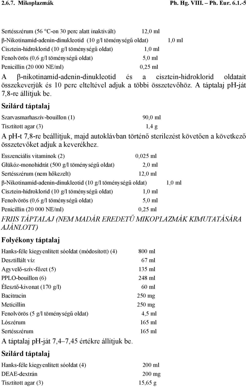 töménységű oldat) 5,0 ml Penicillin (20 000 NE/ml) 0,25 ml A β-nikotinamid-adenin-dinukleotid és a cisztein-hidroklorid oldatait összekeverjük és 10 perc elteltével adjuk a többi összetevőhöz.