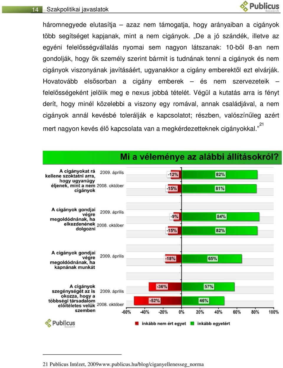 javításáért, ugyanakkor a cigány emberektől ezt elvárják. Hovatovább elsősorban a cigány emberek és nem szervezeteik felelősségeként jelölik meg e nexus jobbá tételét.