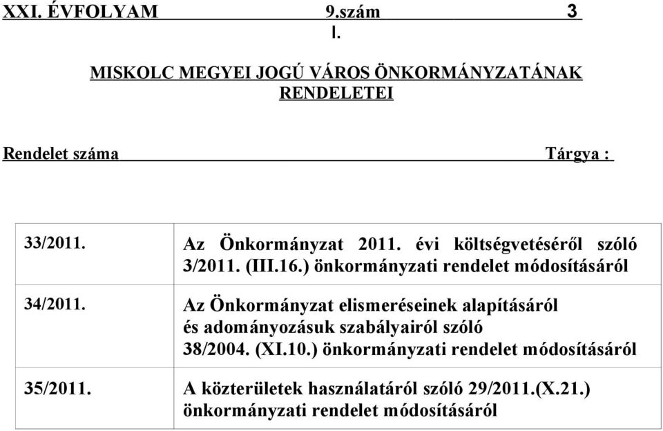 Az Önkormányzat elismeréseinek alapításáról és adományozásuk szabályairól szóló 38/2004. (XI.10.